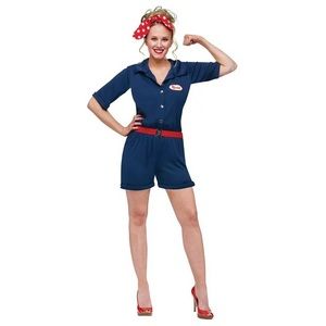 Fun World Rosie the Riveter Costume Romper with Scarf and Belt